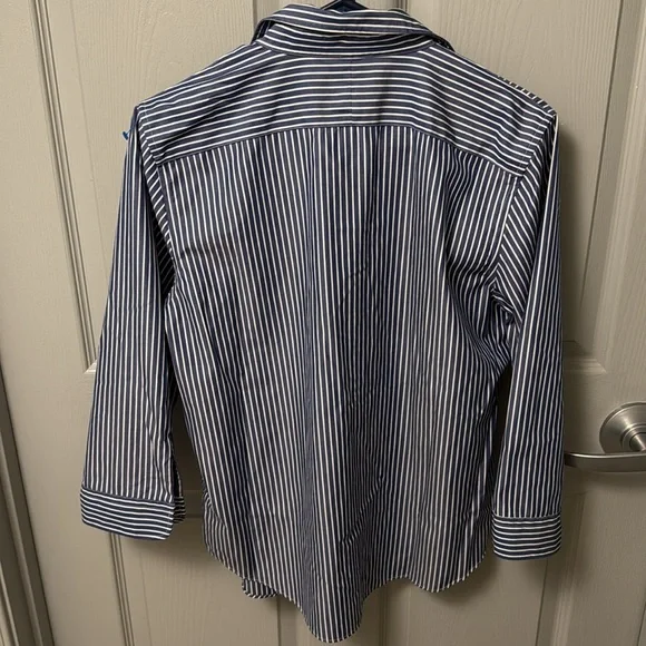 Ralph Lauren Button Down blue/white stripe non iron Shirt Size large nwot - Picture 4 of 4